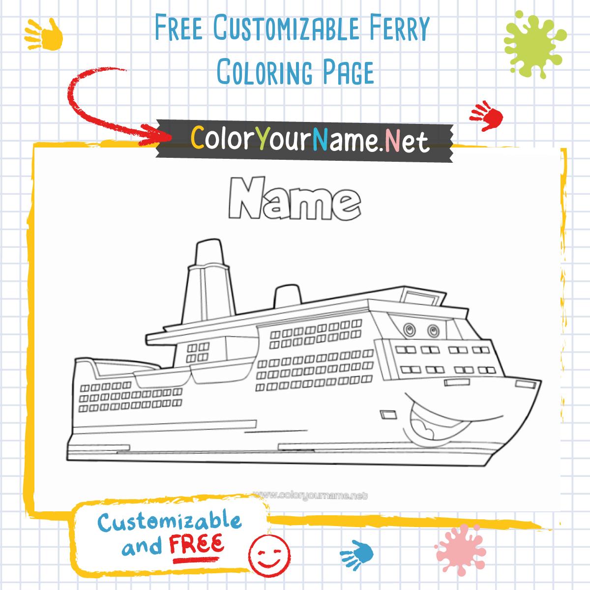 Free Customizable Ferry Coloring Page