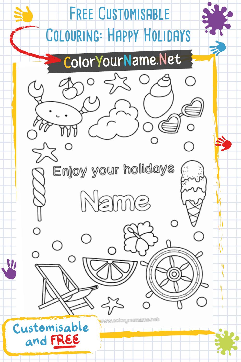 Free Customisable Colouring: Happy Holidays