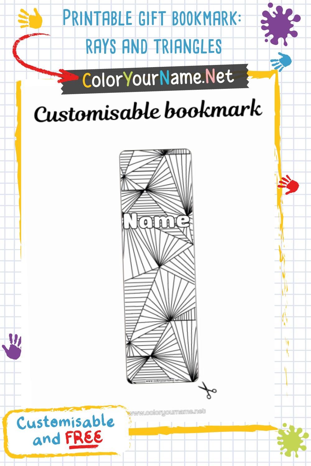 Printable gift bookmark: rays and triangles