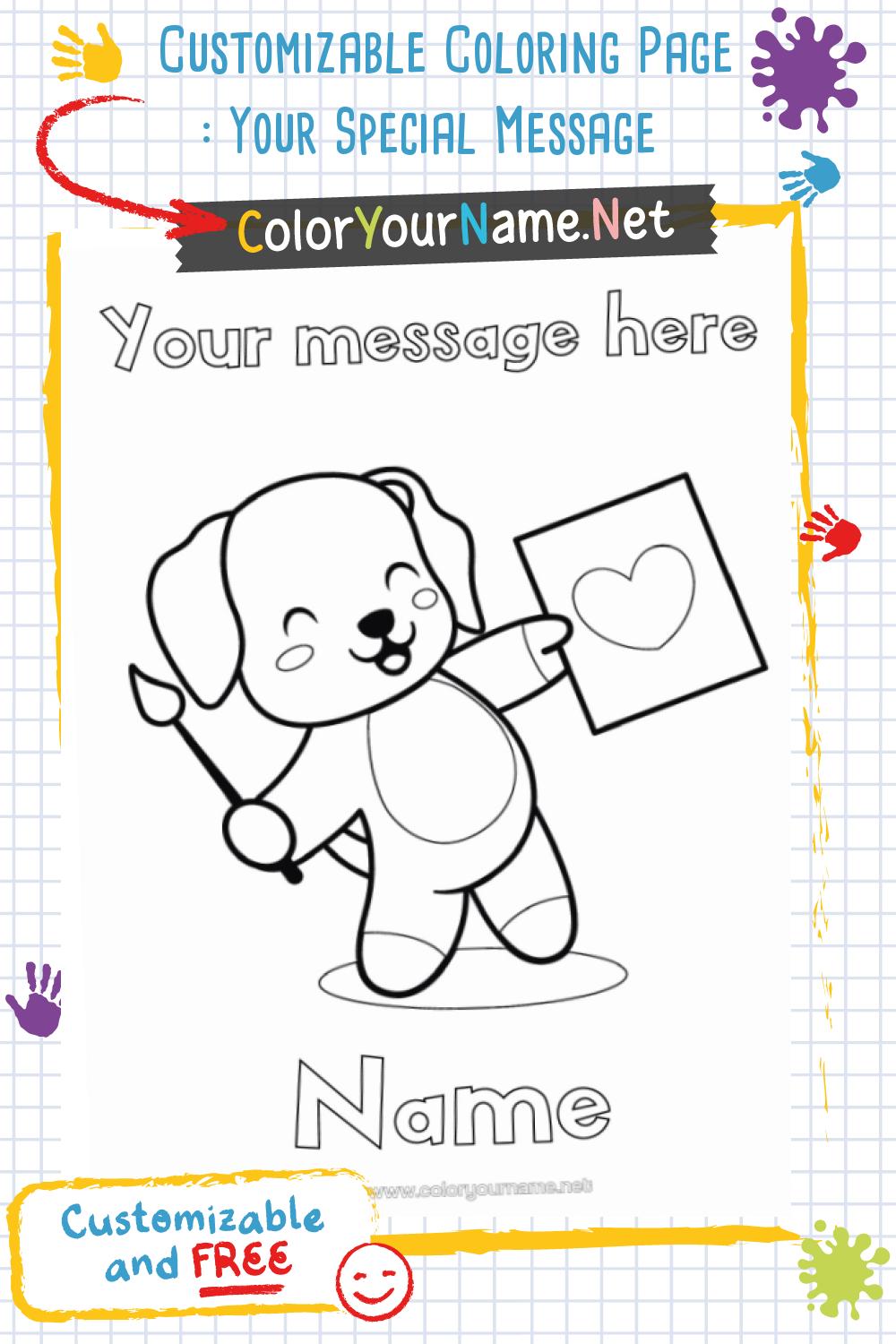 Customizable Coloring Page : Your Special Message
