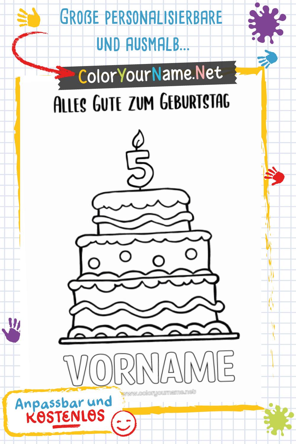  Foto zu Große personalisierbare und ausmalbare Geburtstagstorte 