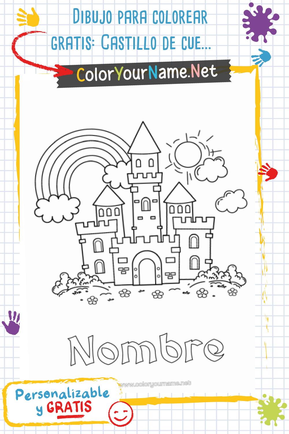 Dibujo para colorear gratis: Castillo de cuento de hadas para personalizar