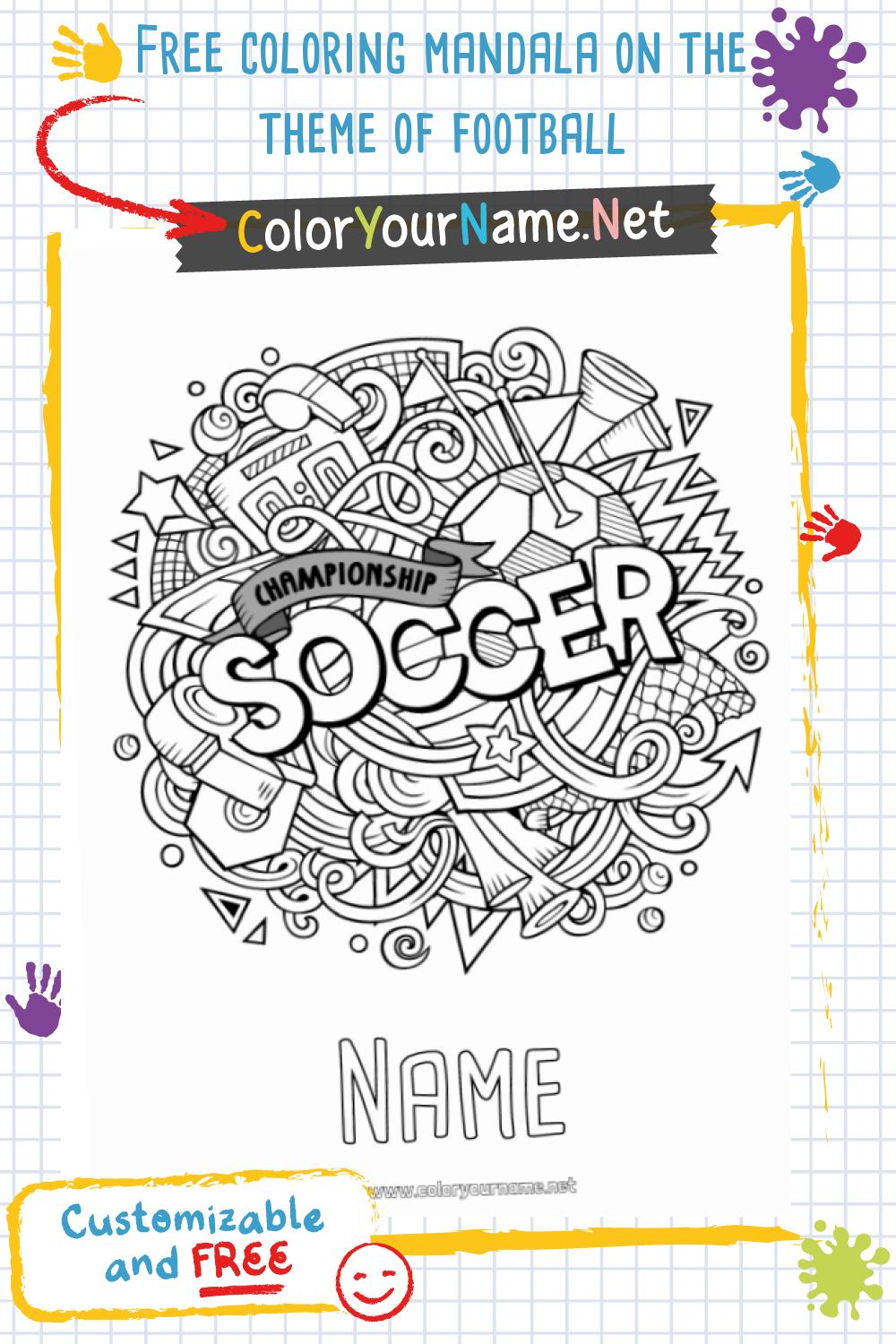 Free coloring mandala on the theme of football