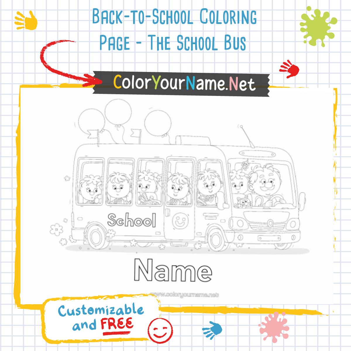 Back-to-School Coloring Page - The School Bus
