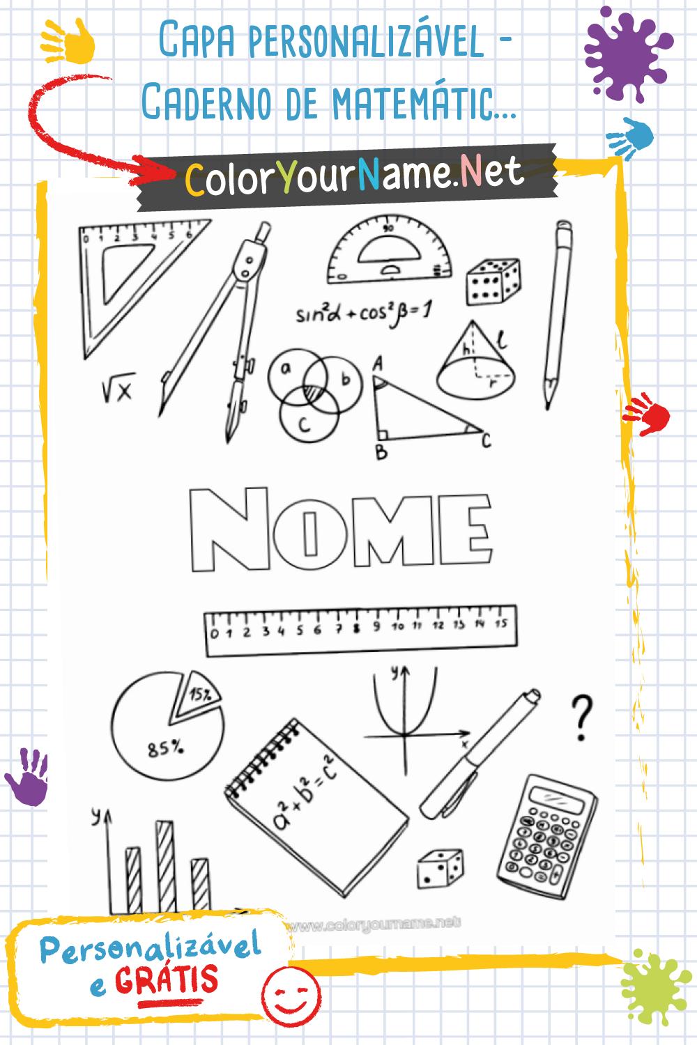 Capa personalizável - Caderno de matemática e geometria