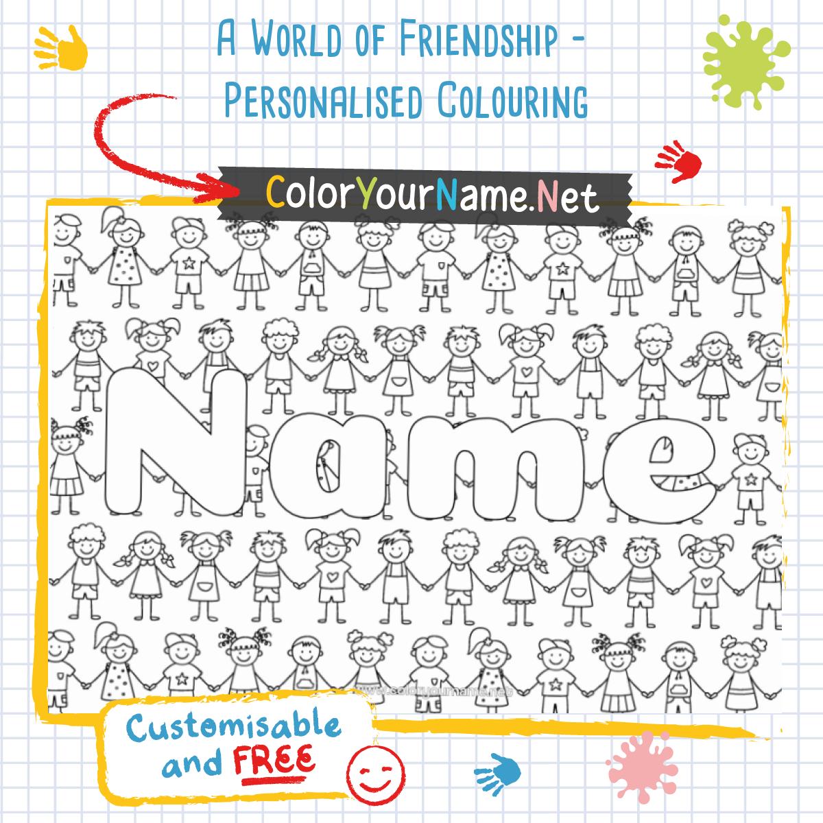A World of Friendship - Personalised Colouring