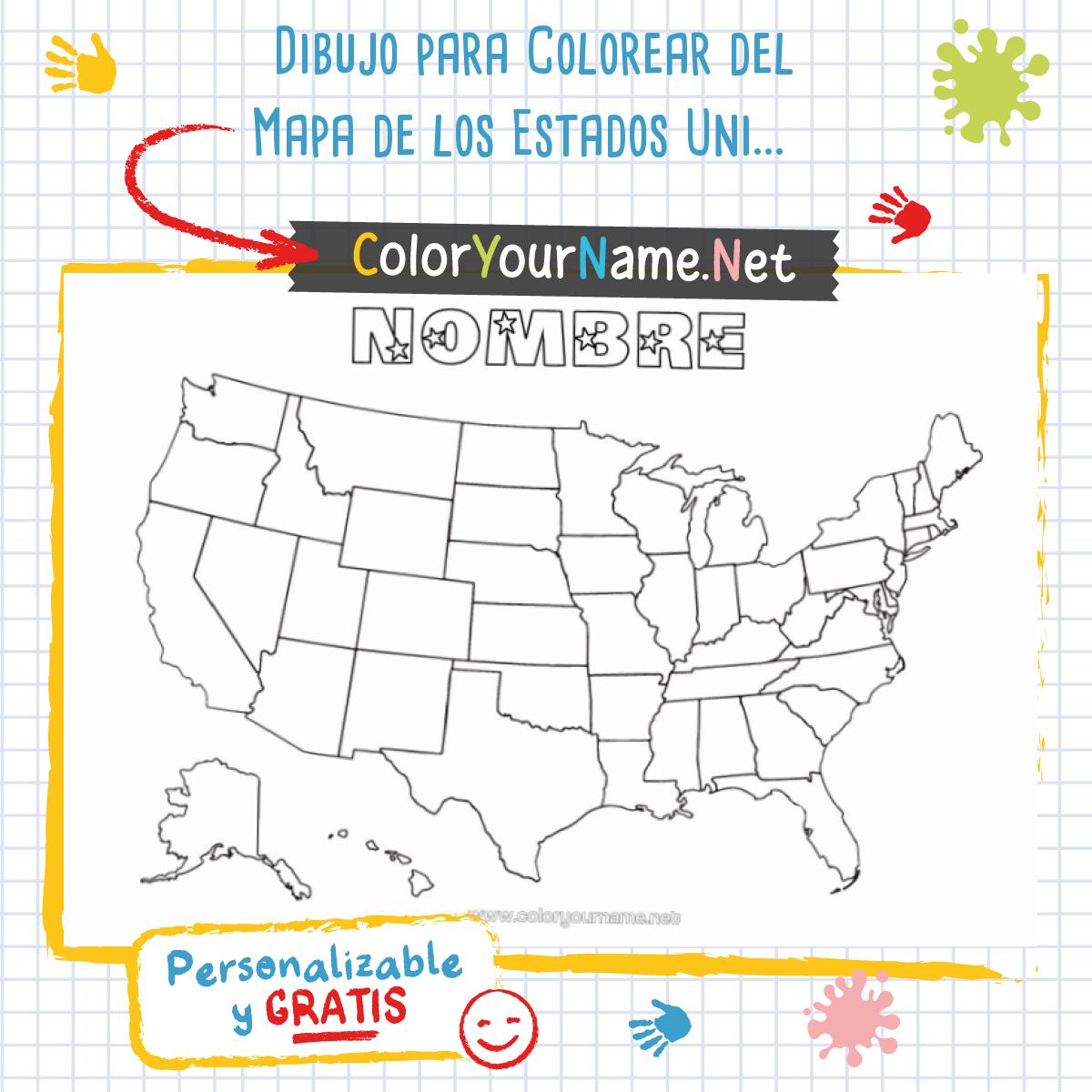 Dibujo para Colorear del Mapa de los Estados Unidos – Estados para ...