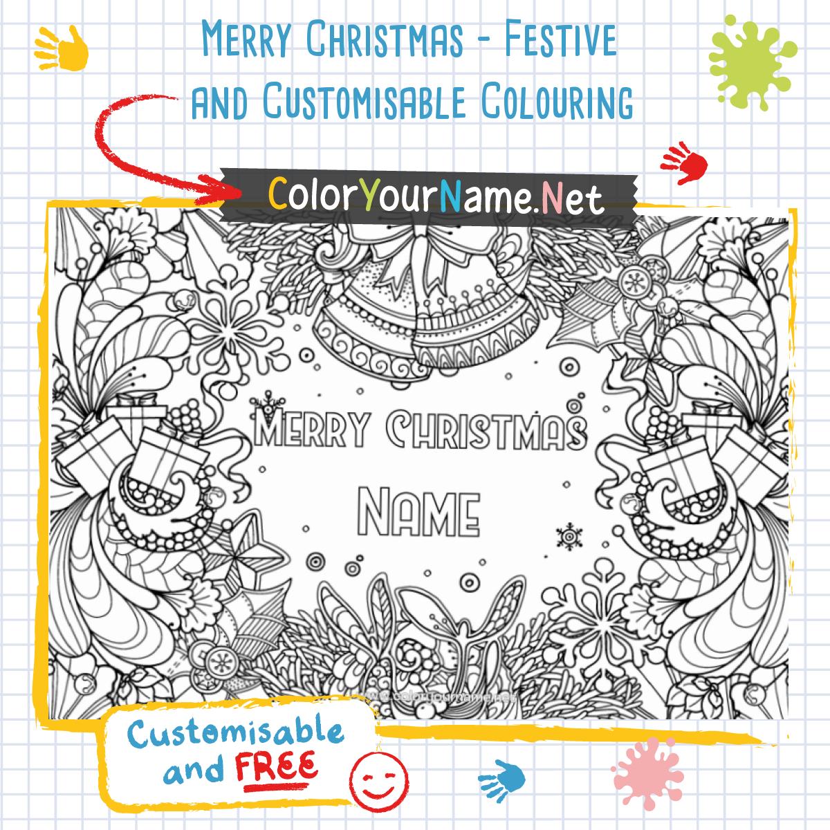 Merry Christmas - Festive and Customisable Colouring