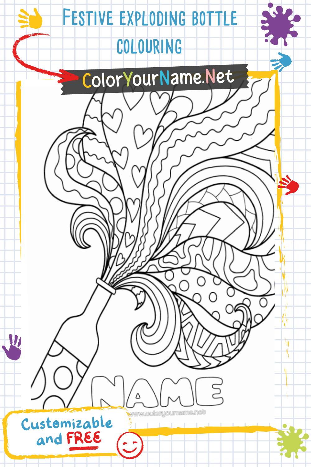 Festive exploding bottle colouring