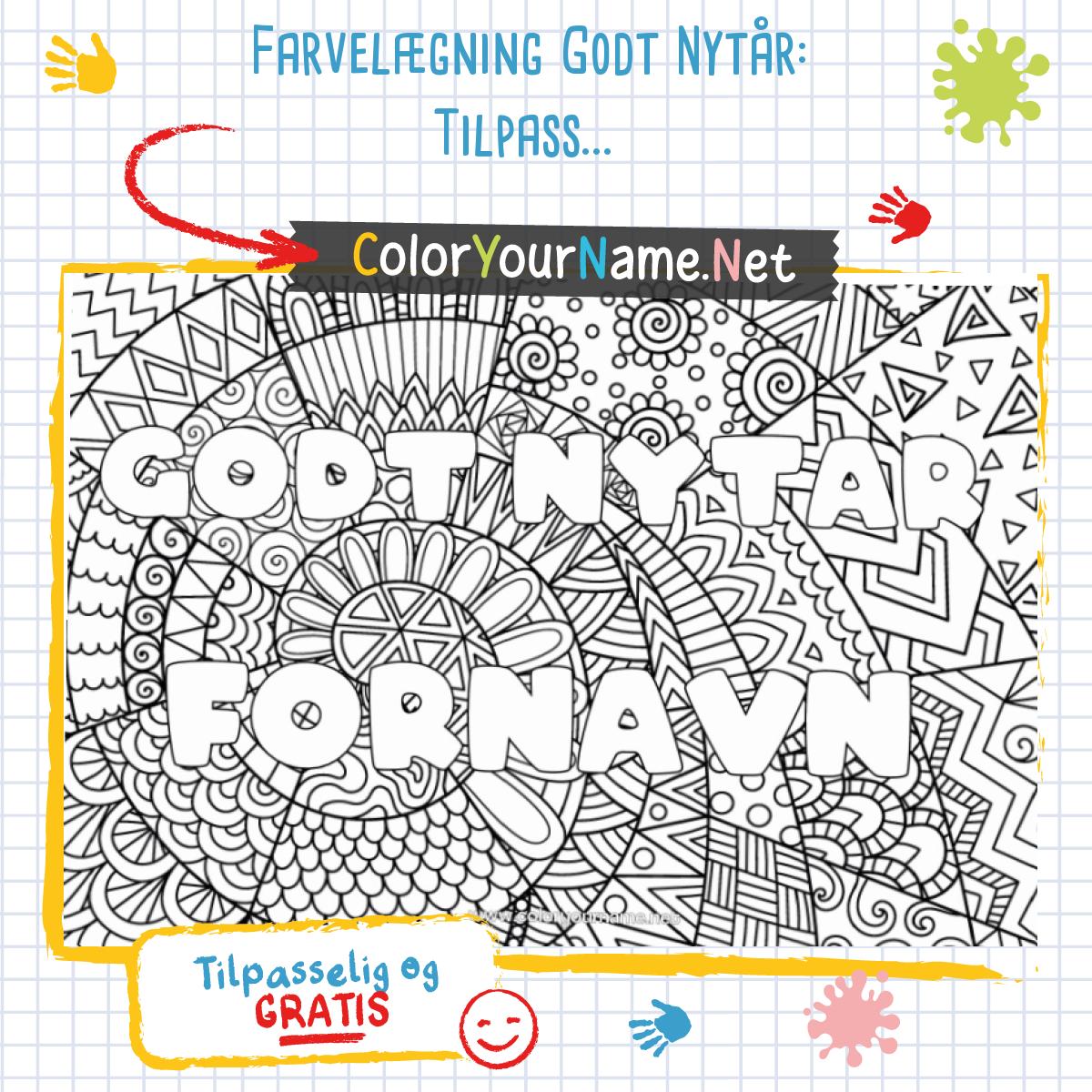 Farvelægning Godt Nytår: Tilpassede Zentangle-mønstre