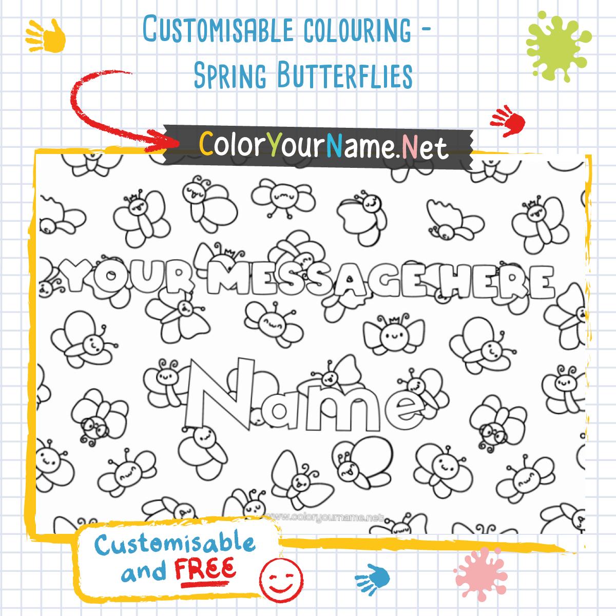 Customisable colouring – Spring Butterflies
