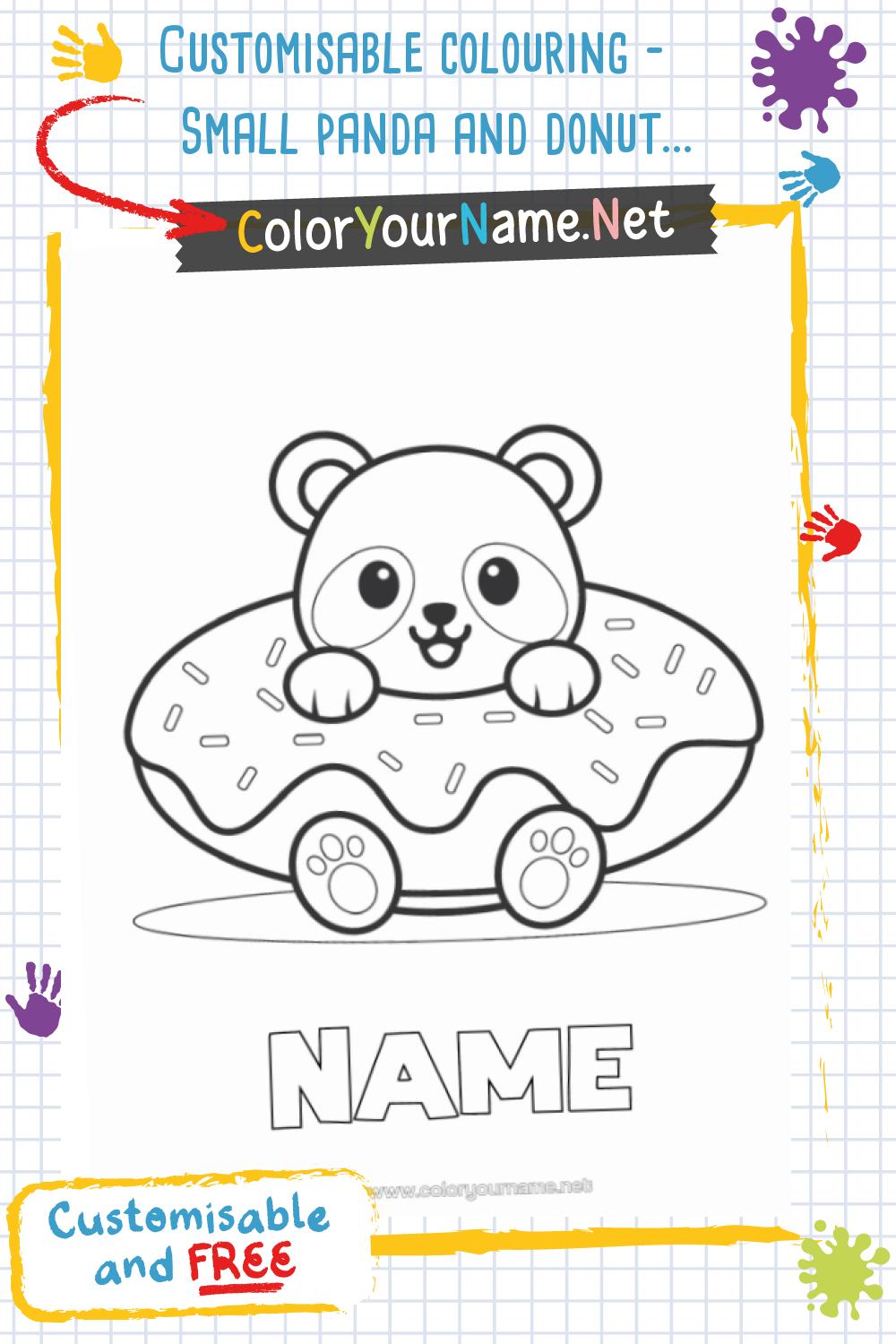 Customisable colouring – Small panda and donut to colour in