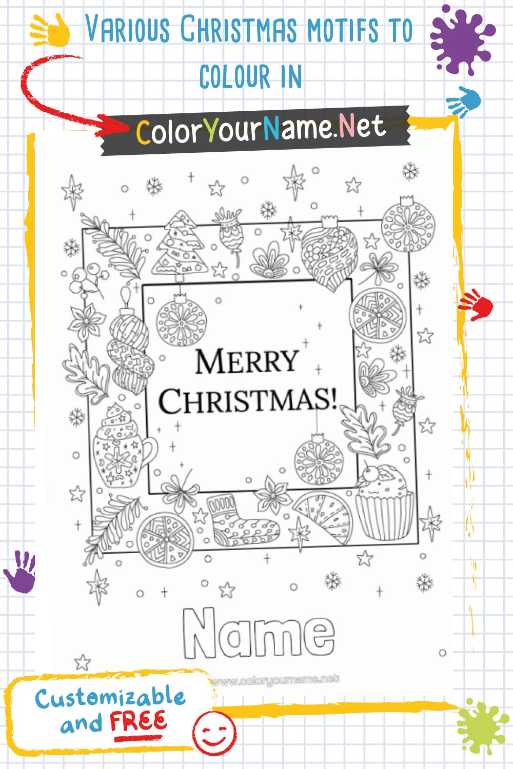 Various Christmas motifs to colour in