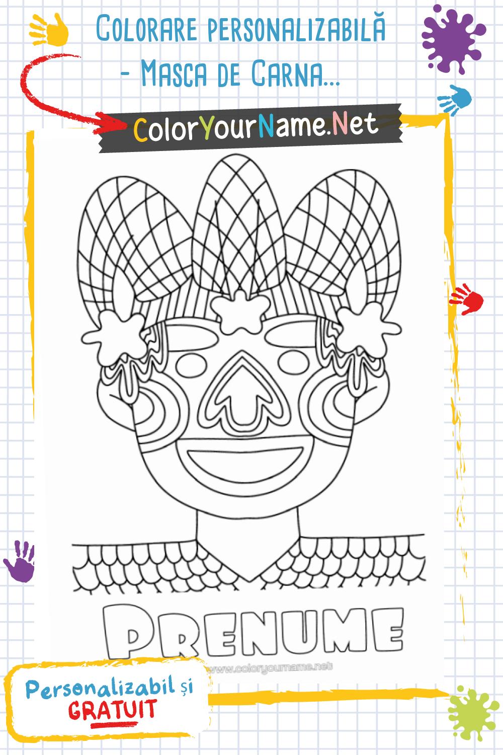 Colorare personalizabilă – Masca de Carnaval inspirată din tradițiile ...