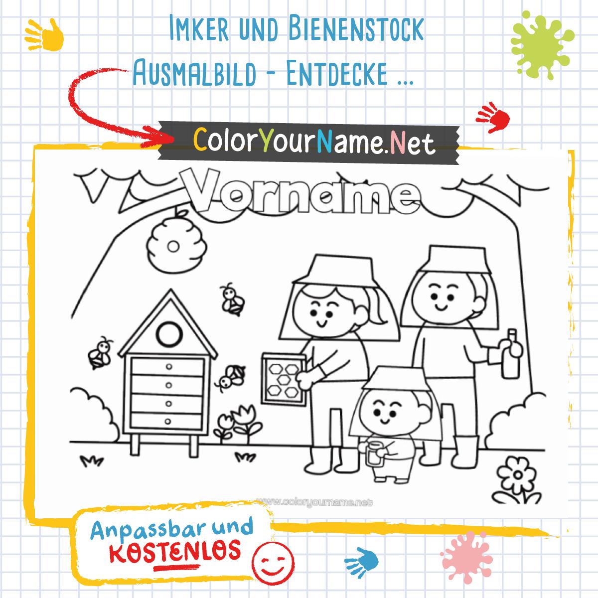 Imker und Bienenstock Ausmalbild – Entdecke die Welt der Bienen