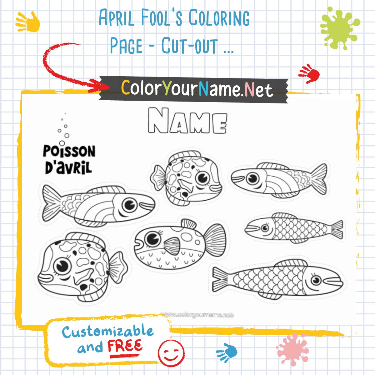 April Fool’s Coloring Page – Cut-out and Personalize Your Fish