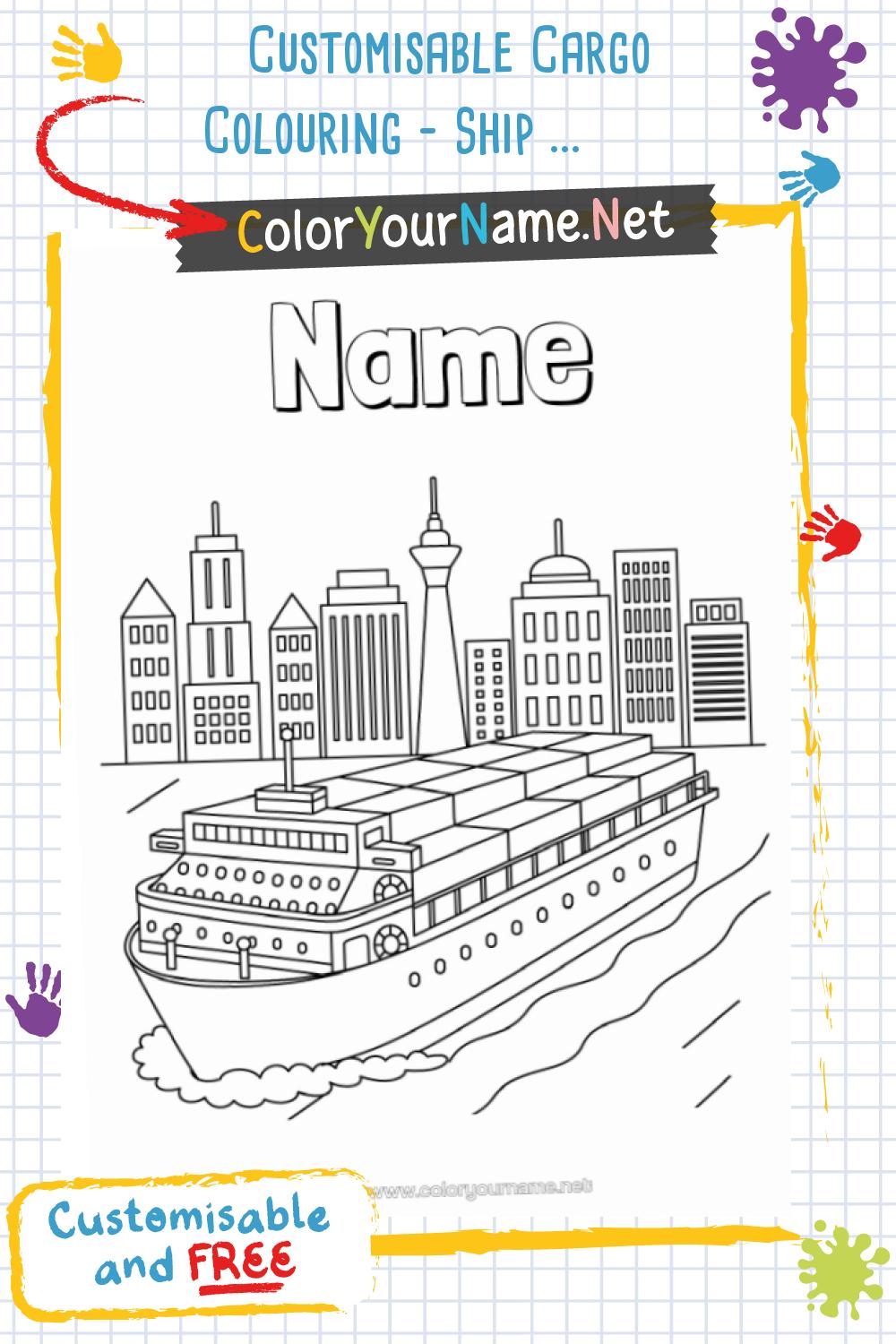 Customisable Cargo Colouring – Ship and Containers in Front of the City