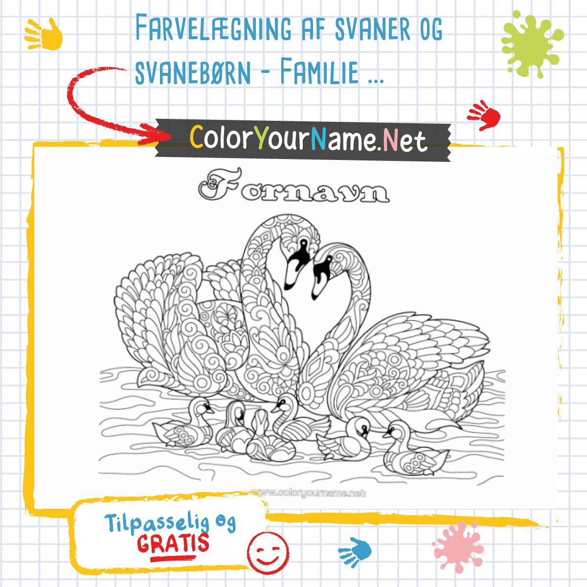 Farvelægning af svaner og svanebørn – Familie til tilpasning