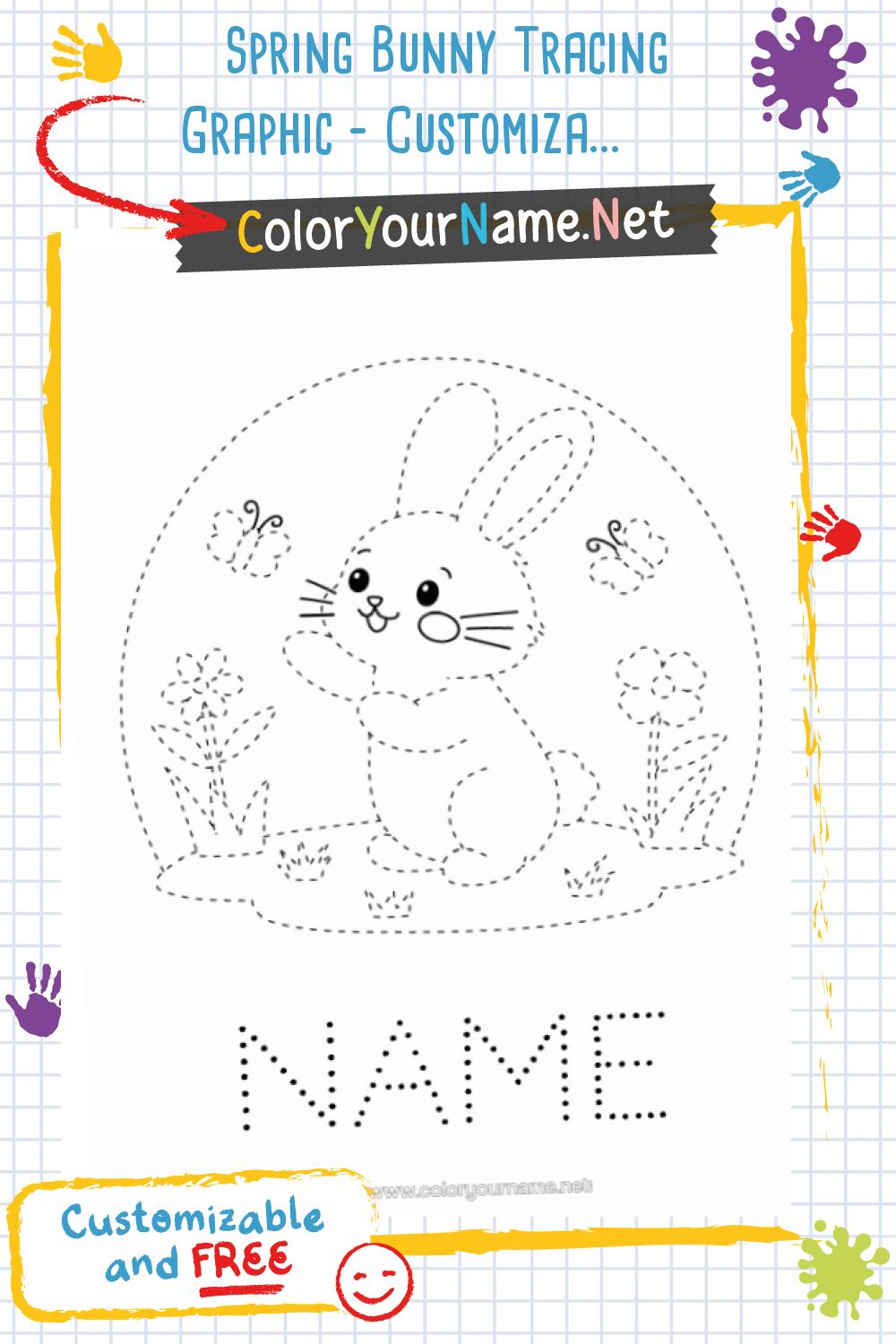 Spring Bunny Tracing Graphic – Customizable Name