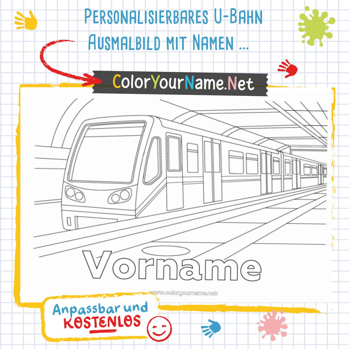  Personalisierbares U-Bahn Ausmalbild mit Namen – Kostenlos zum Ausdrucken Bildidee 