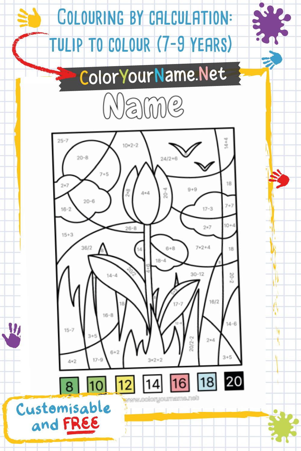 Colouring by calculation: tulip to colour (7-9 years)