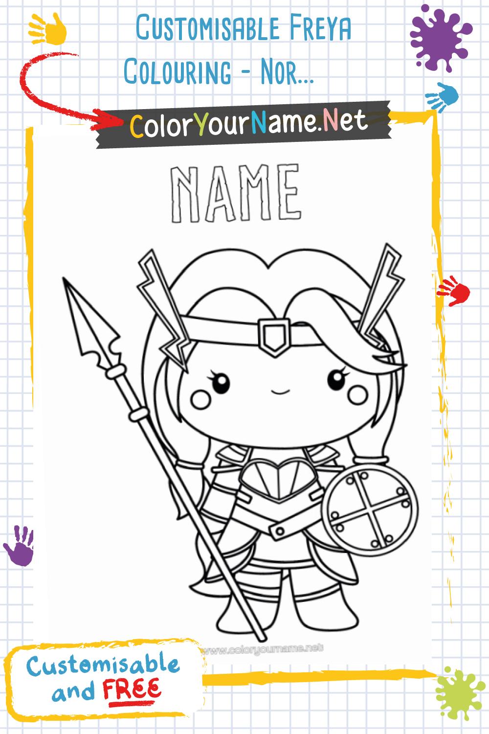 Customisable Freya Colouring – Nordic Goddess of War and Love