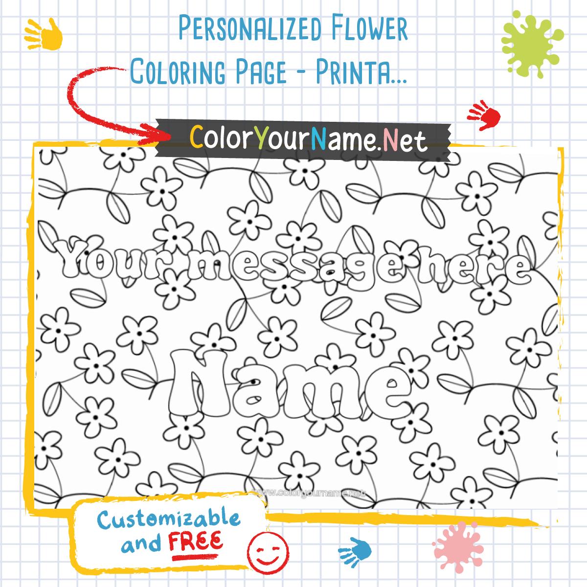 Personalized Flower Coloring Page – Printable with Name