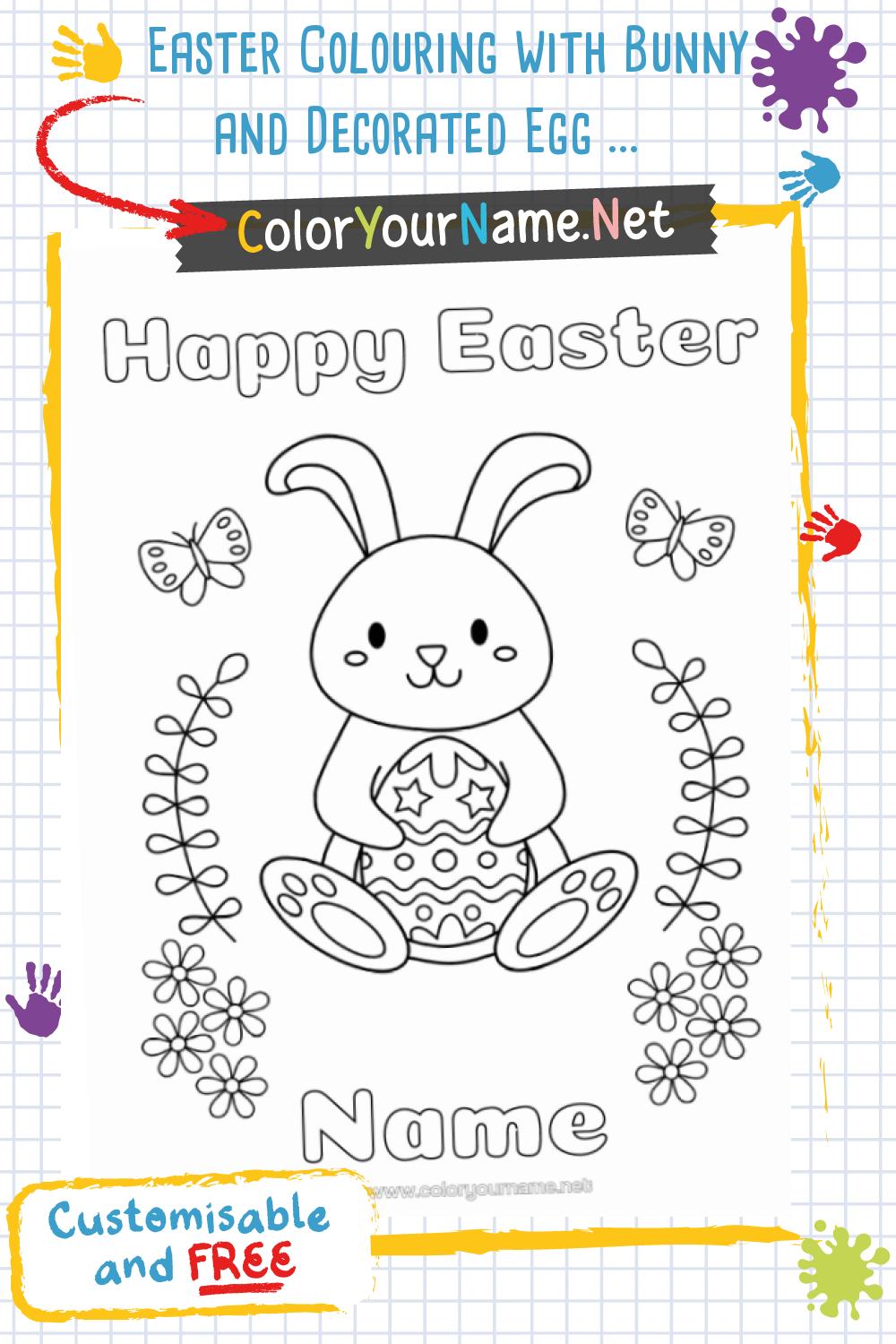 Easter Colouring with Bunny and Decorated Egg – Customisable