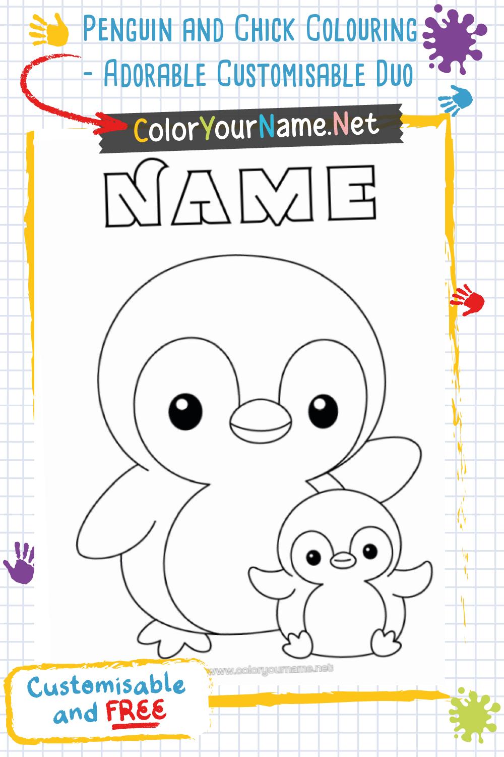 Penguin and Chick Colouring - Adorable Customisable Duo