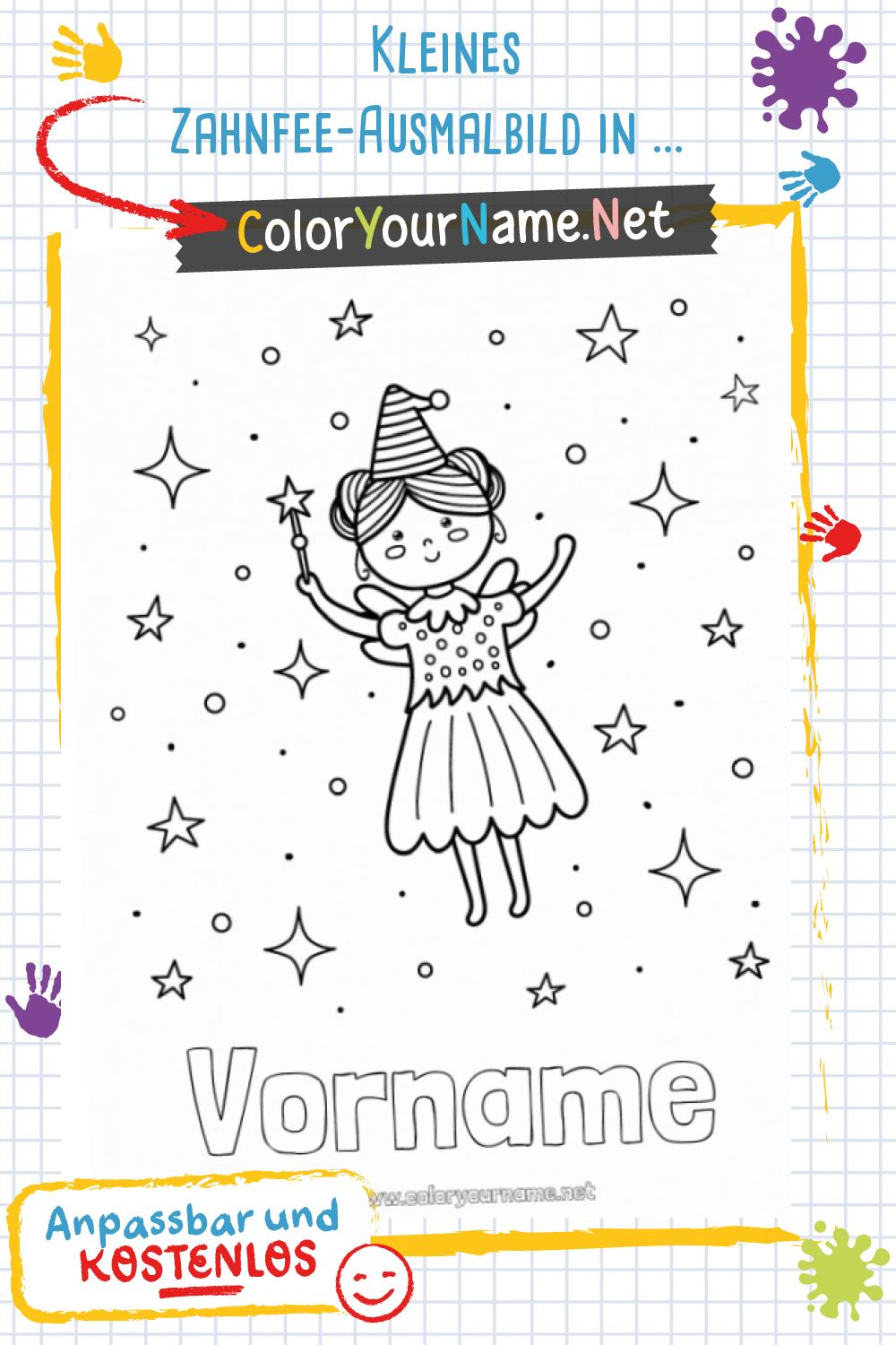 Kleines Zahnfee-Ausmalbild in den Sternen Bildidee 
