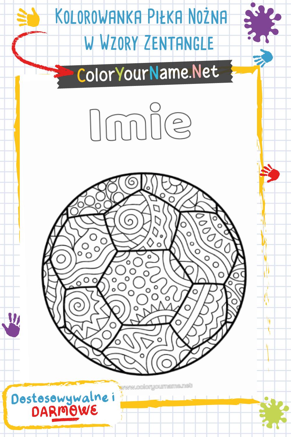 Kolorowanka Piłka Nożna w Wzory Zentangle