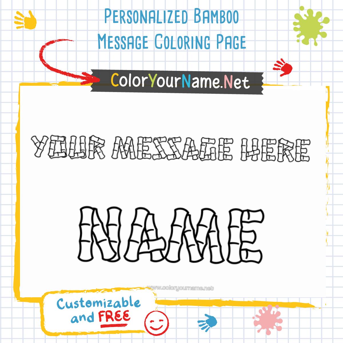 Personalized Bamboo Message Coloring Page