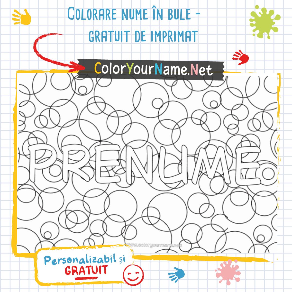 Colorare nume în bule – gratuit de imprimat