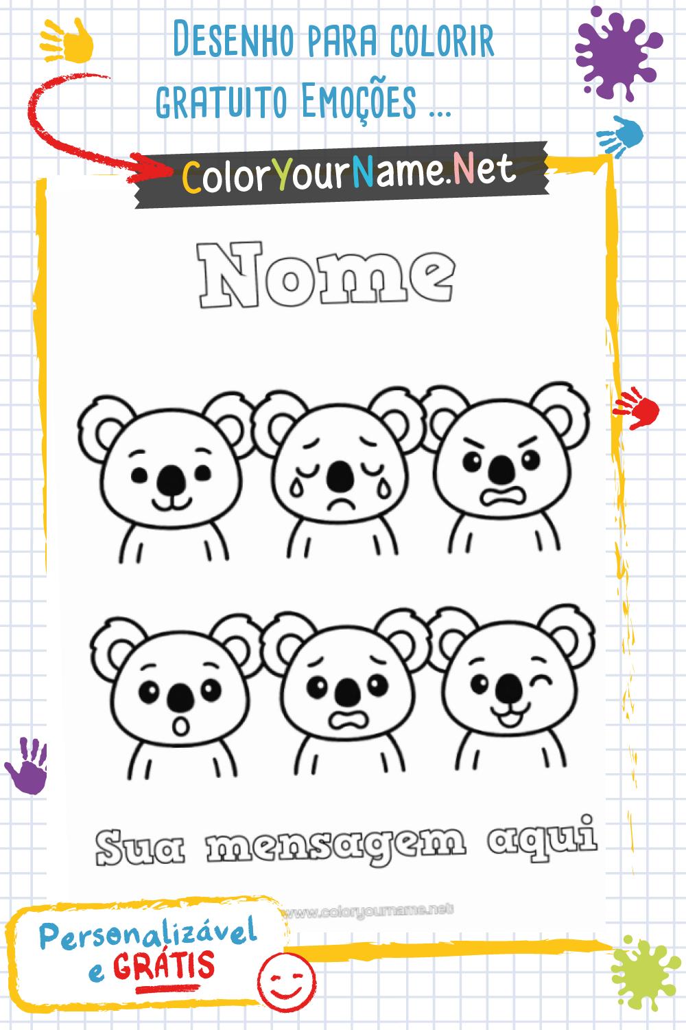 Desenho para colorir gratuito Emoções – Coala expressivo para ...