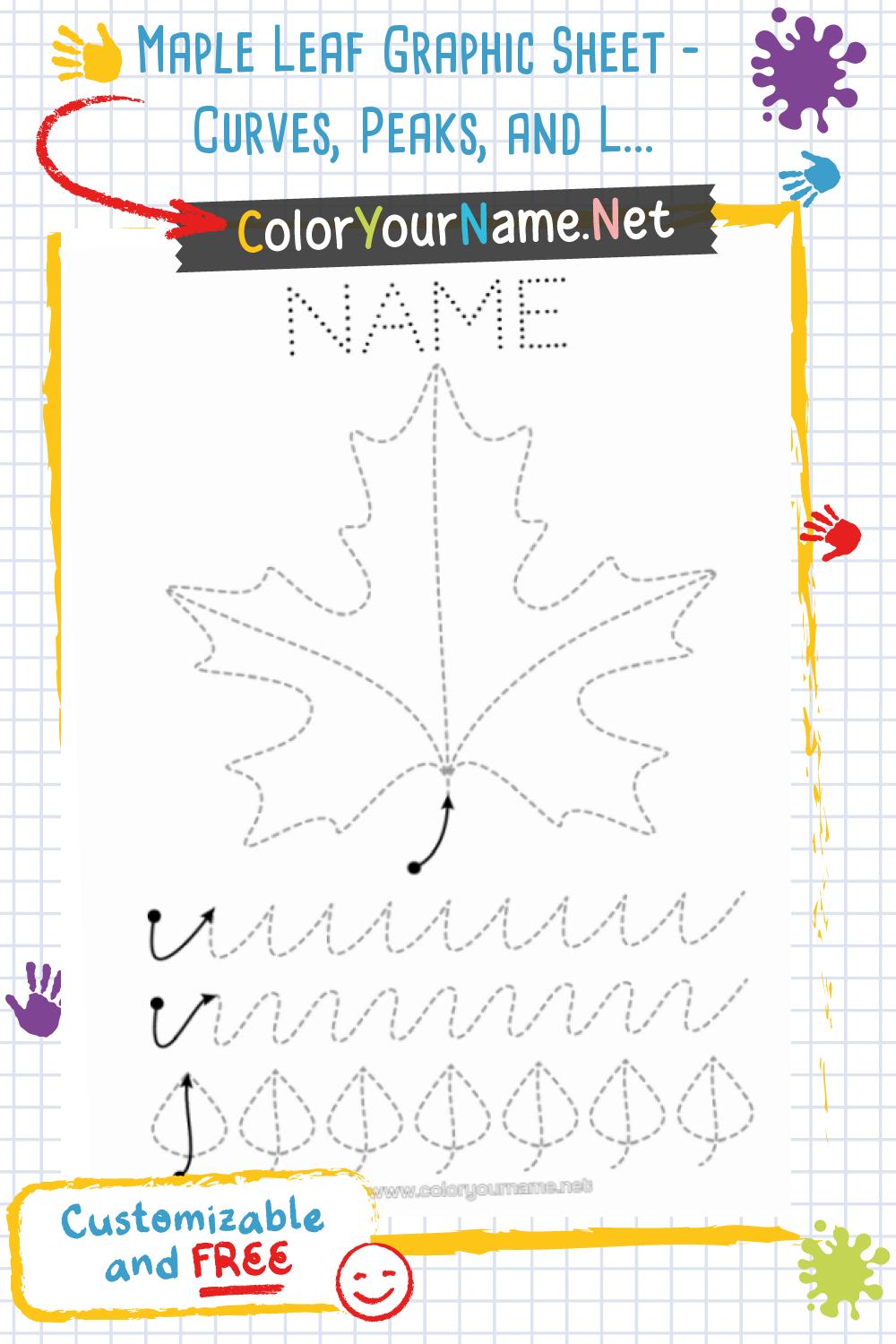 Maple Leaf Graphic Sheet – Curves, Peaks, and Leaf Tracings