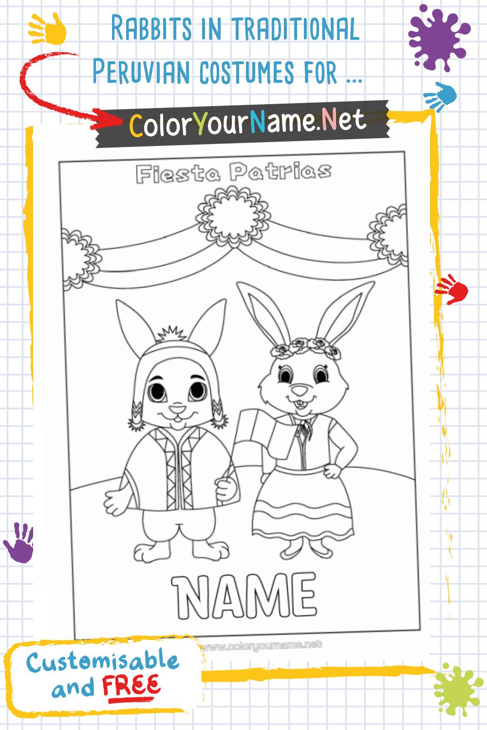 Rabbits in traditional Peruvian costumes for the Fiesta Patrias.