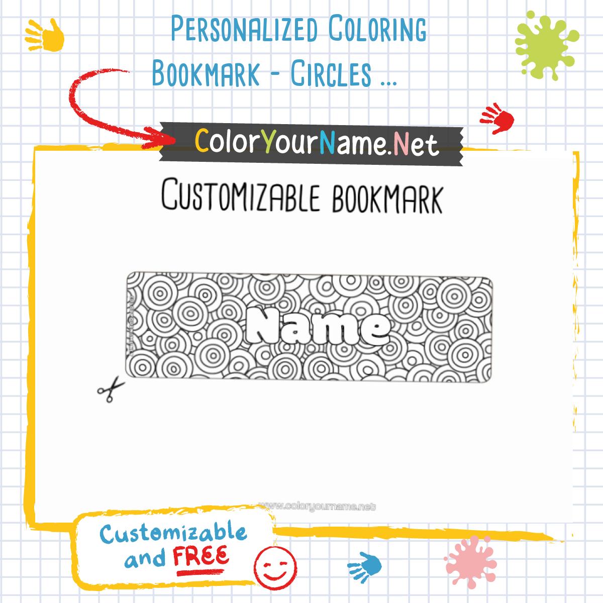 Personalized Coloring Bookmark – Circles and Concentric Patterns