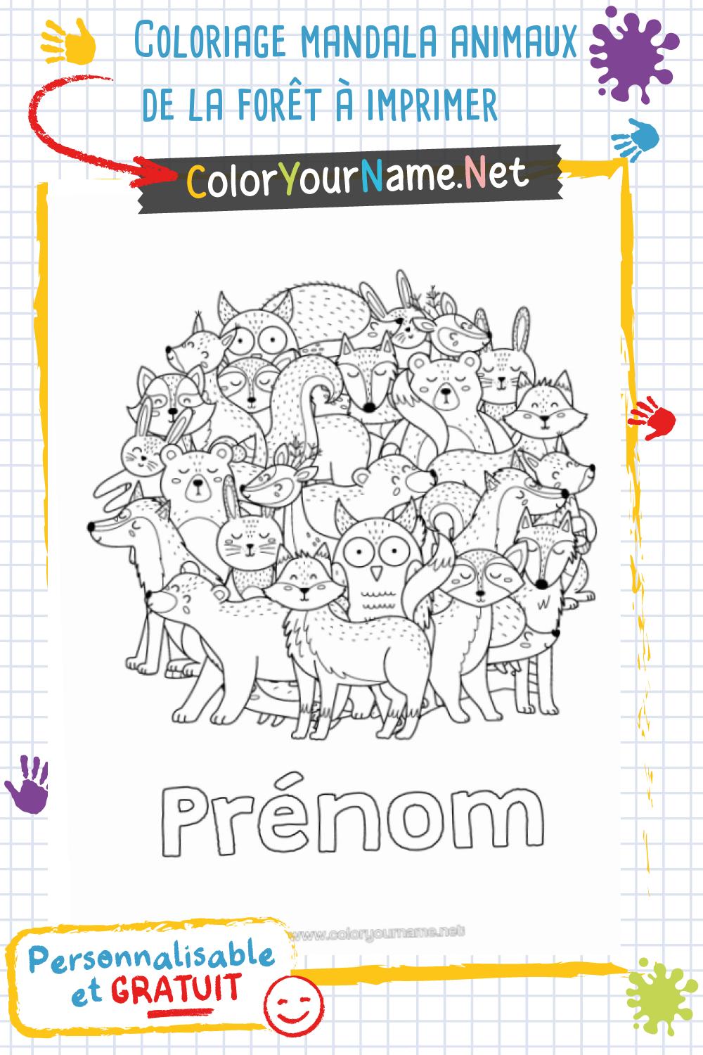 Coloriage mandala animaux de la forêt à imprimer