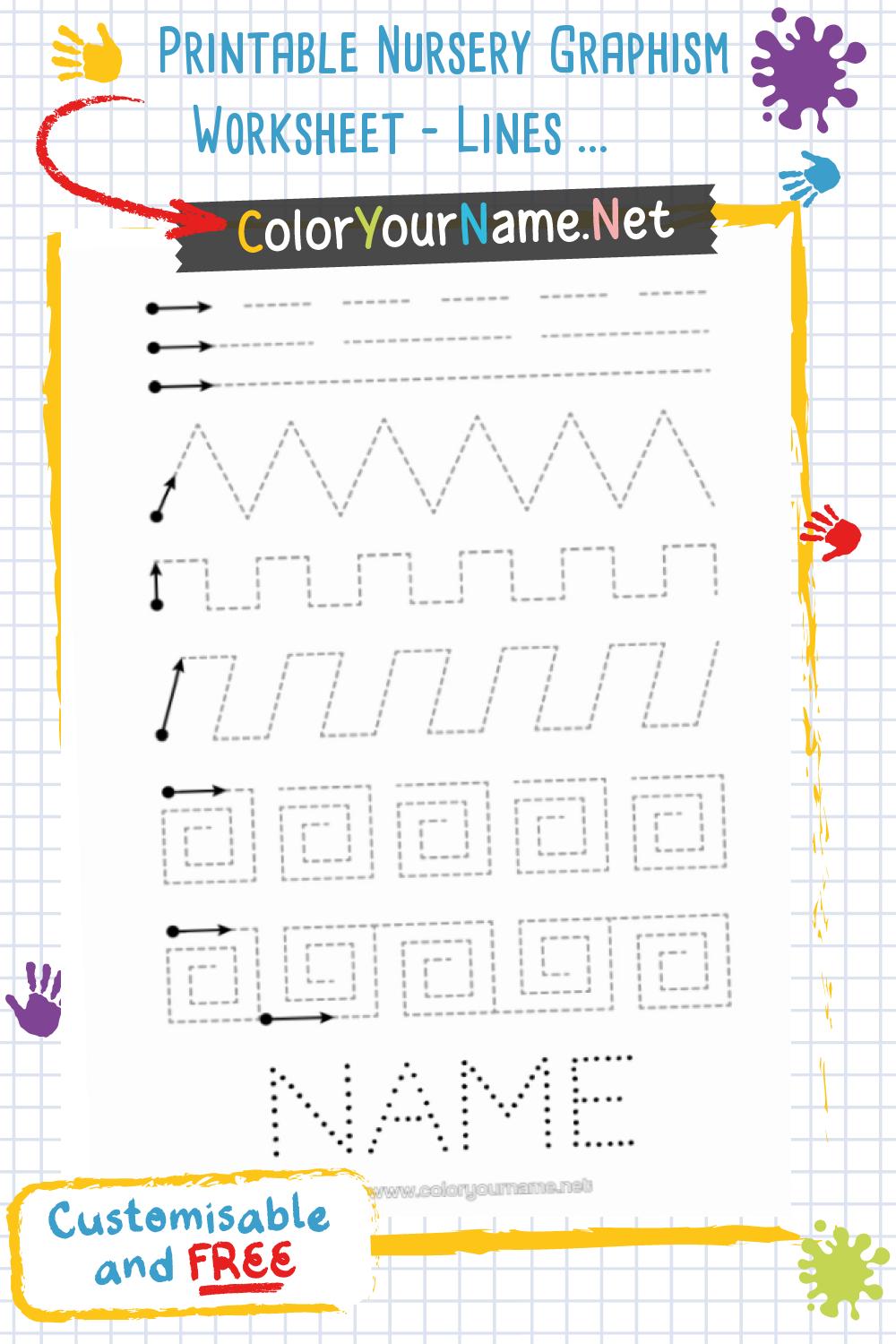 Printable Nursery Graphism Worksheet – Lines and Dotted Traces with ...