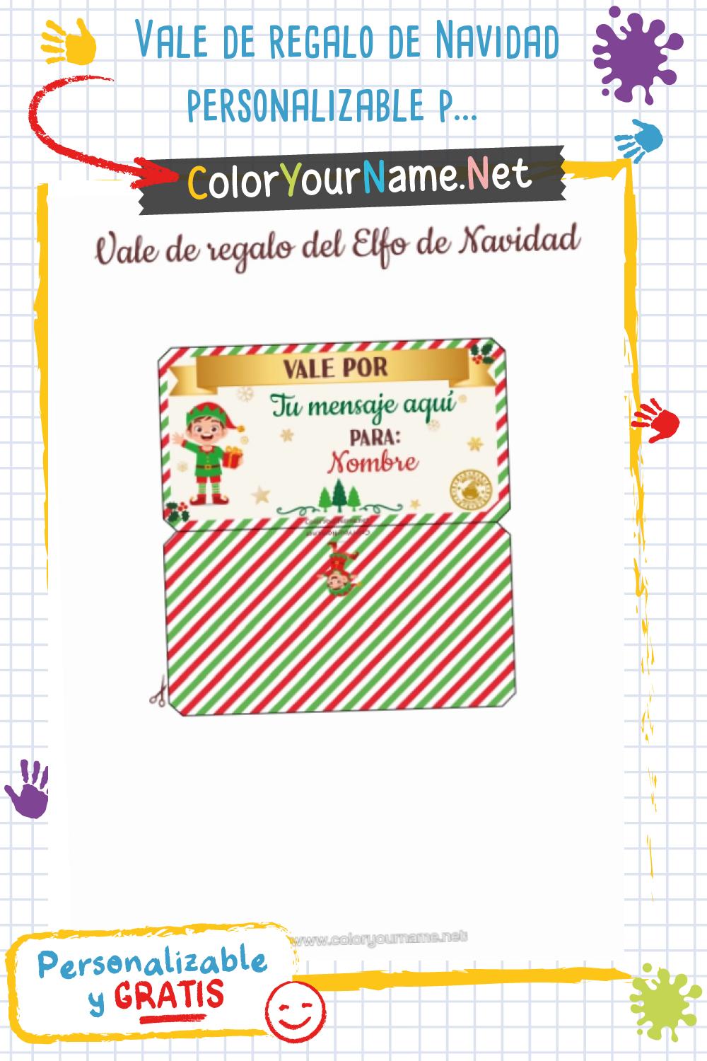 Vale de regalo de Navidad personalizable para imprimir – Elfo de Navidad