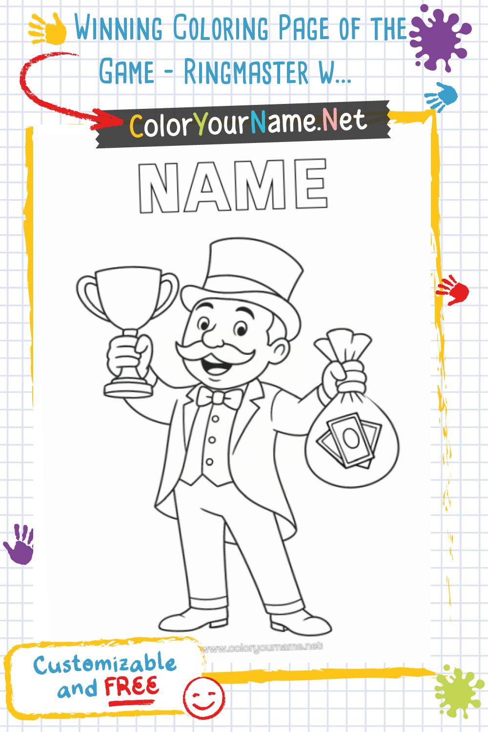 Winning Coloring Page of the Game – Ringmaster with Customizable Trophy ...