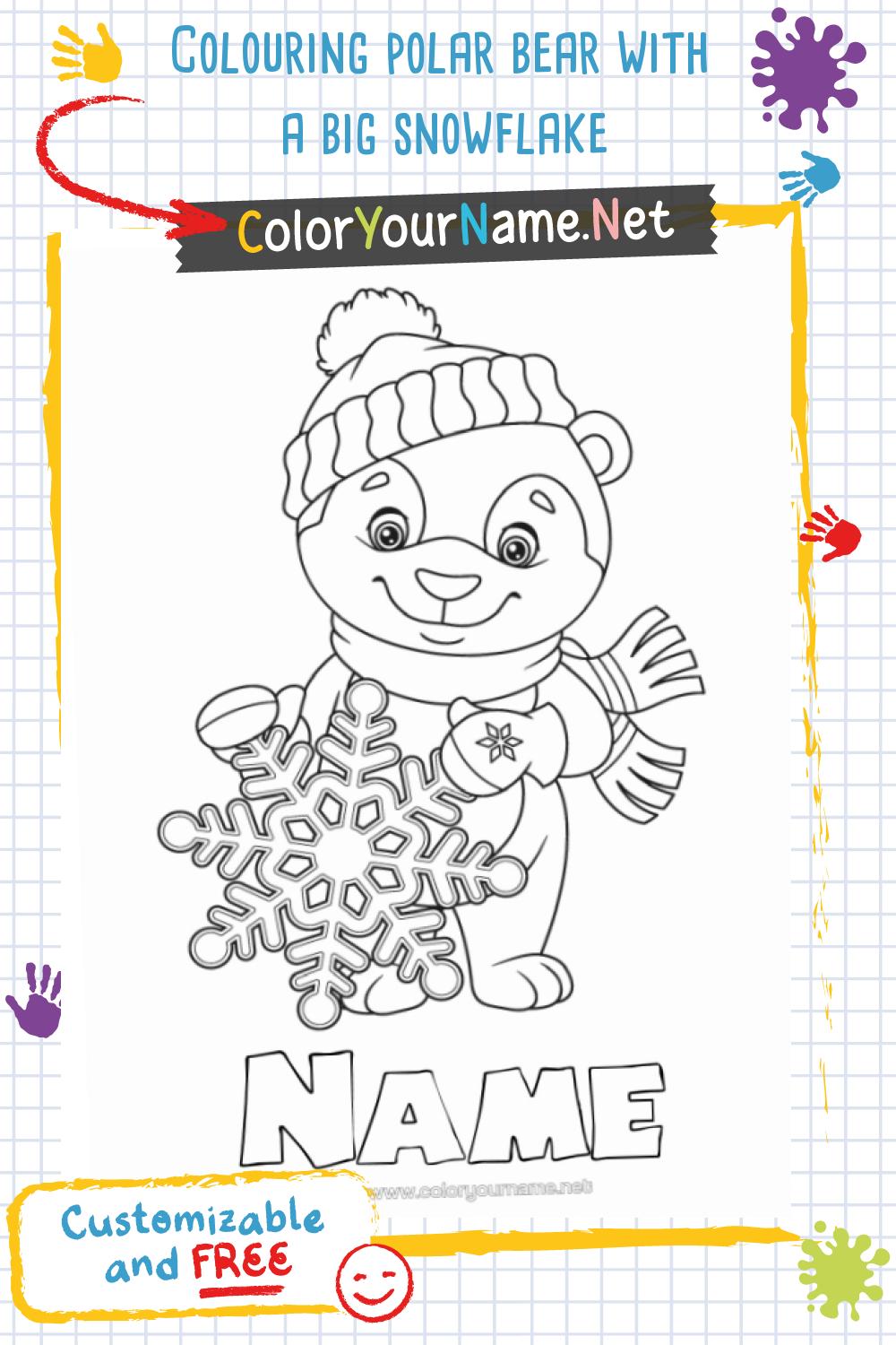 Colouring polar bear with a big snowflake