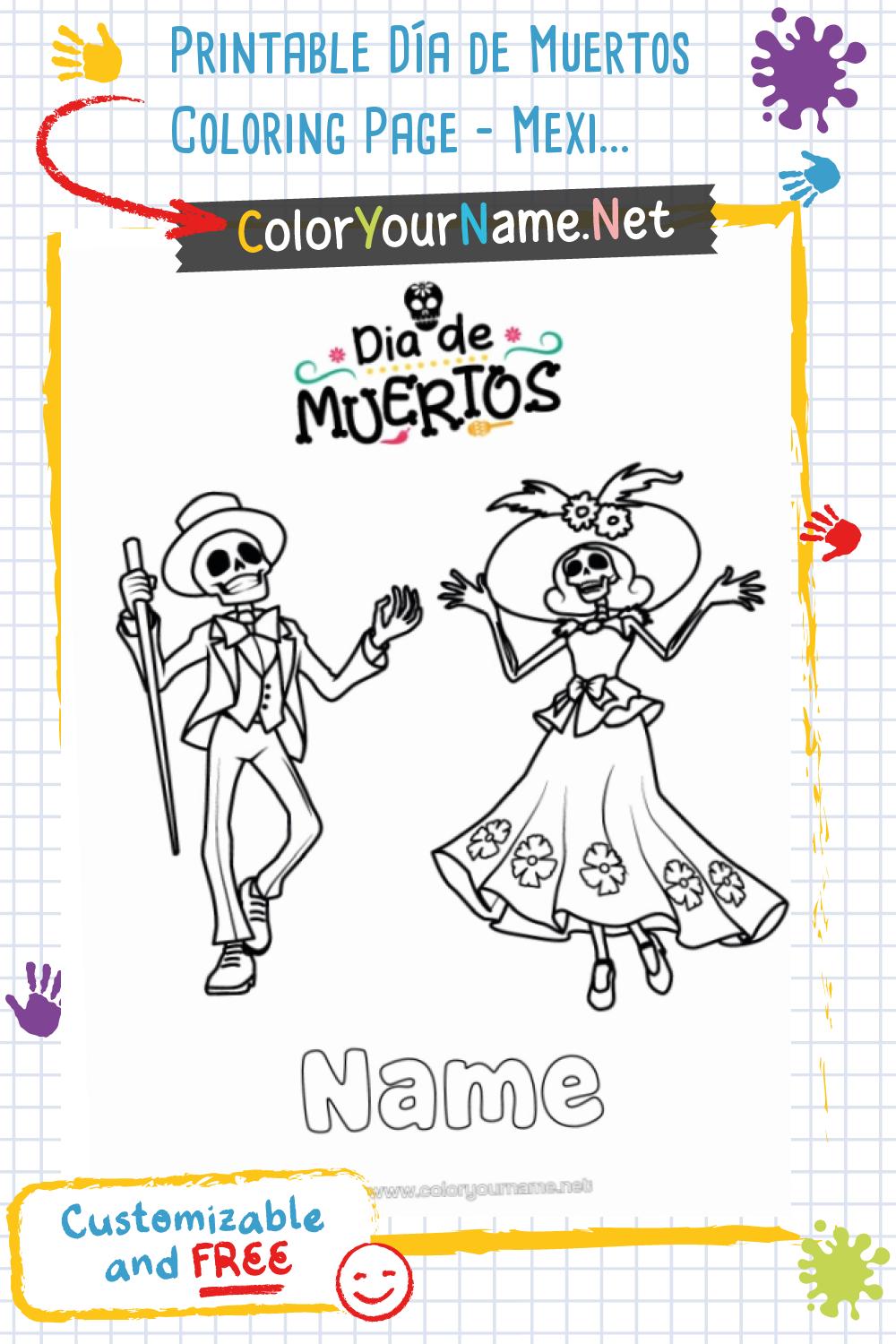Printable Día de Muertos Coloring Page – Mexican Celebration and ...