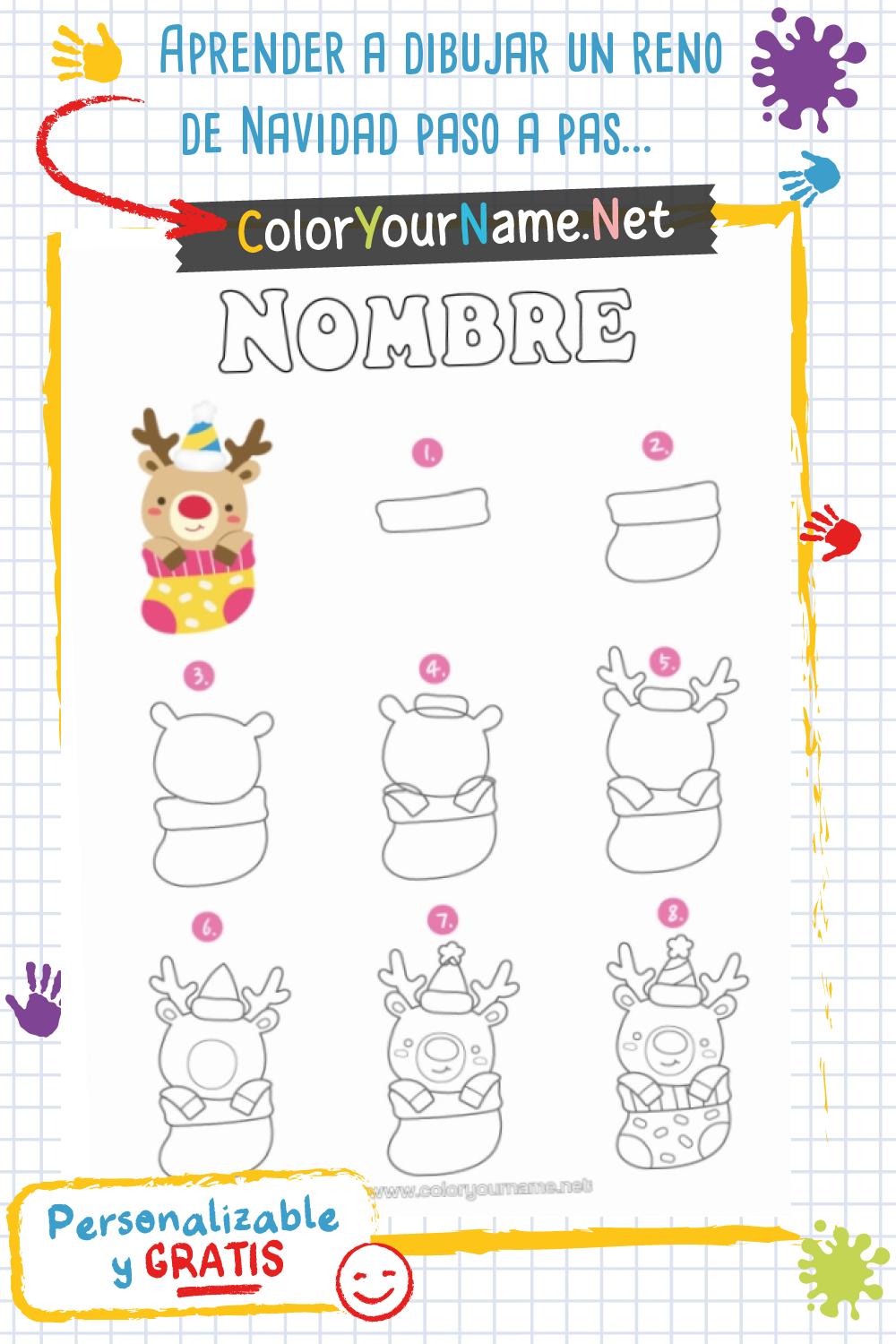 Aprender a dibujar un reno de Navidad paso a paso - Dibujo para ...