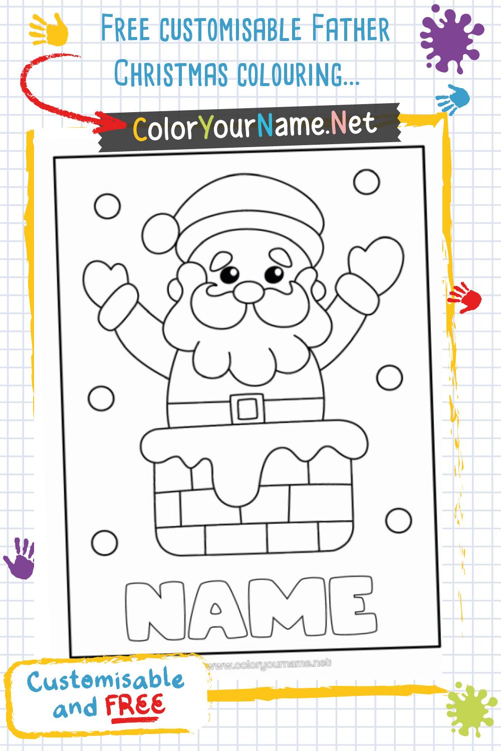 Free customisable Father Christmas colouring in template.
