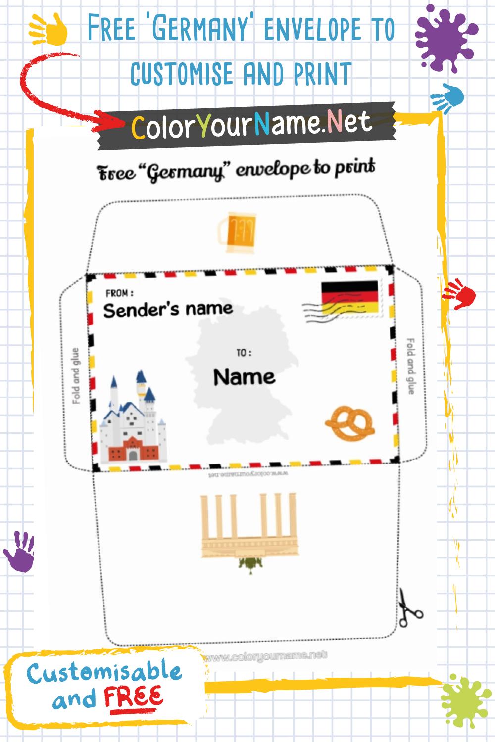 Free 'Germany' envelope to customise and print