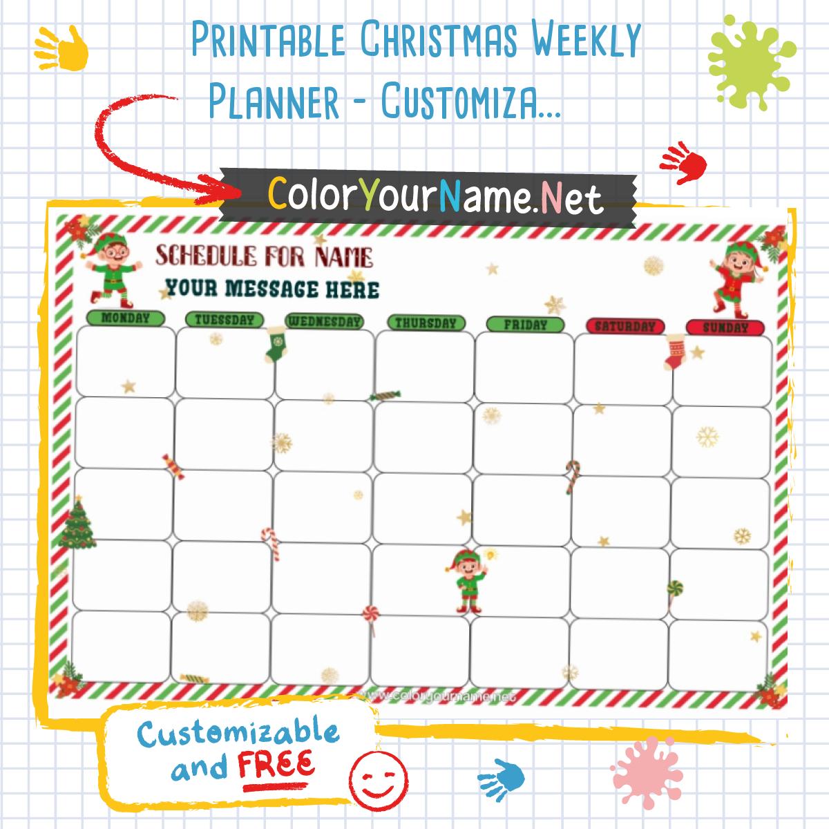 Printable Christmas Weekly Planner – Customizable with Festive Designs
