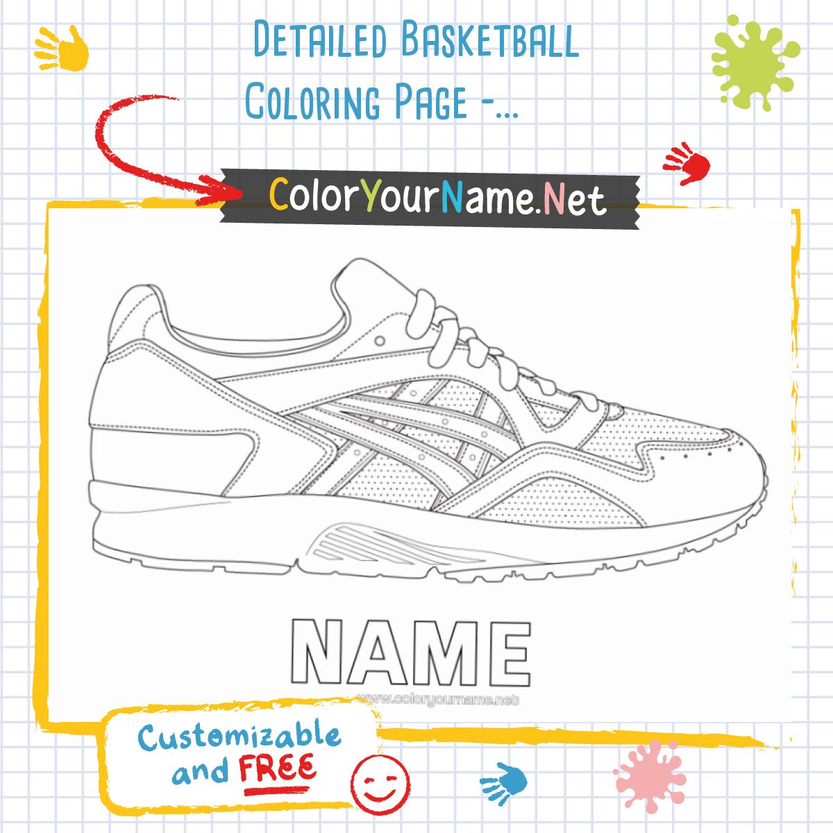 Detailed Basketball Coloring Page – To Personalize