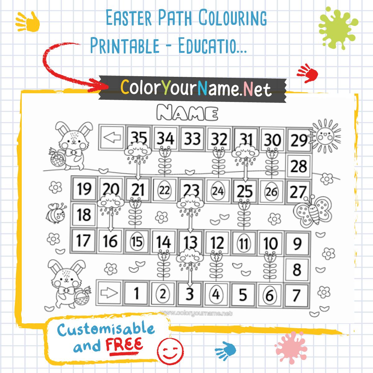 Easter Path Colouring Printable – Educational and Creative Game