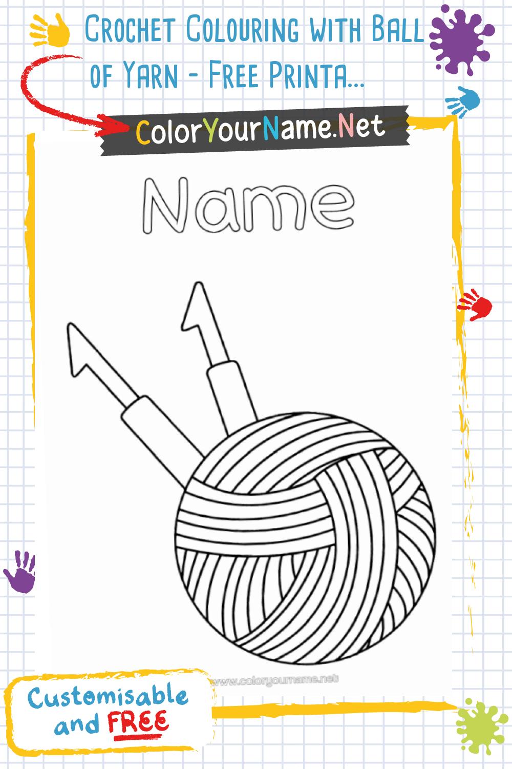 Crochet Colouring with Ball of Yarn – Free Printable Drawing to Personalise